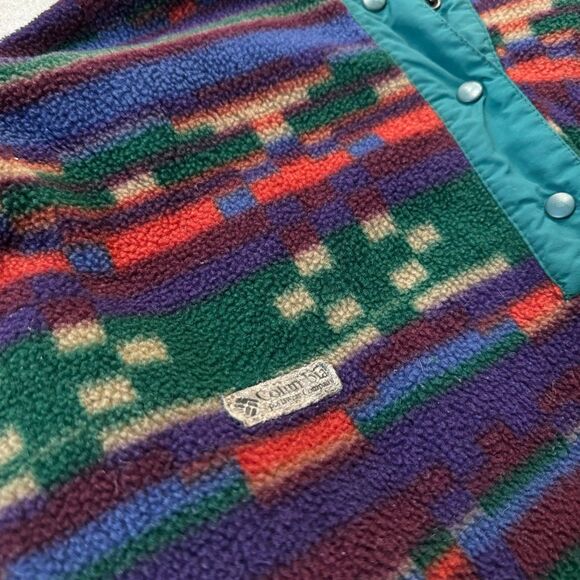 Vintage 90s Columbia Sportswear Aztec Navajo Fleece Sweater Size L Womens Retro - Picture 4 of 8